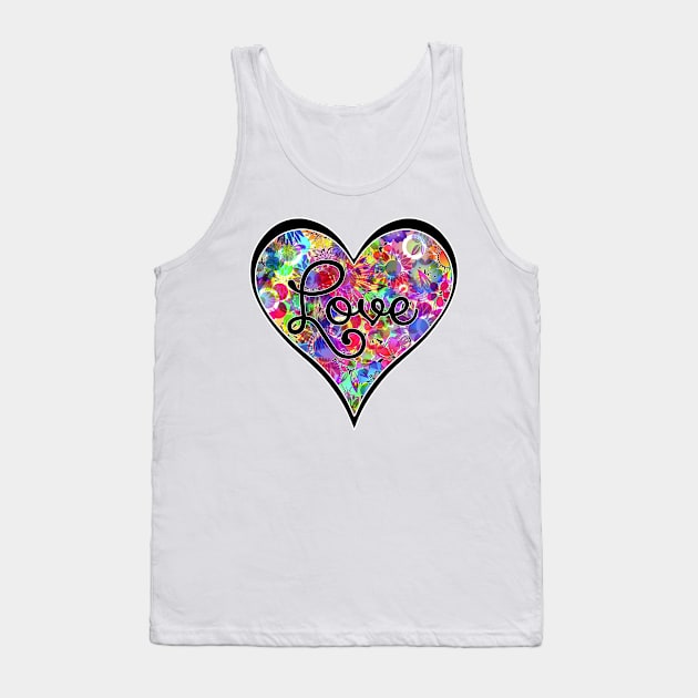 Bright Colorful Floral Flower Love Valentines Heart Tank Top by Timeforplay